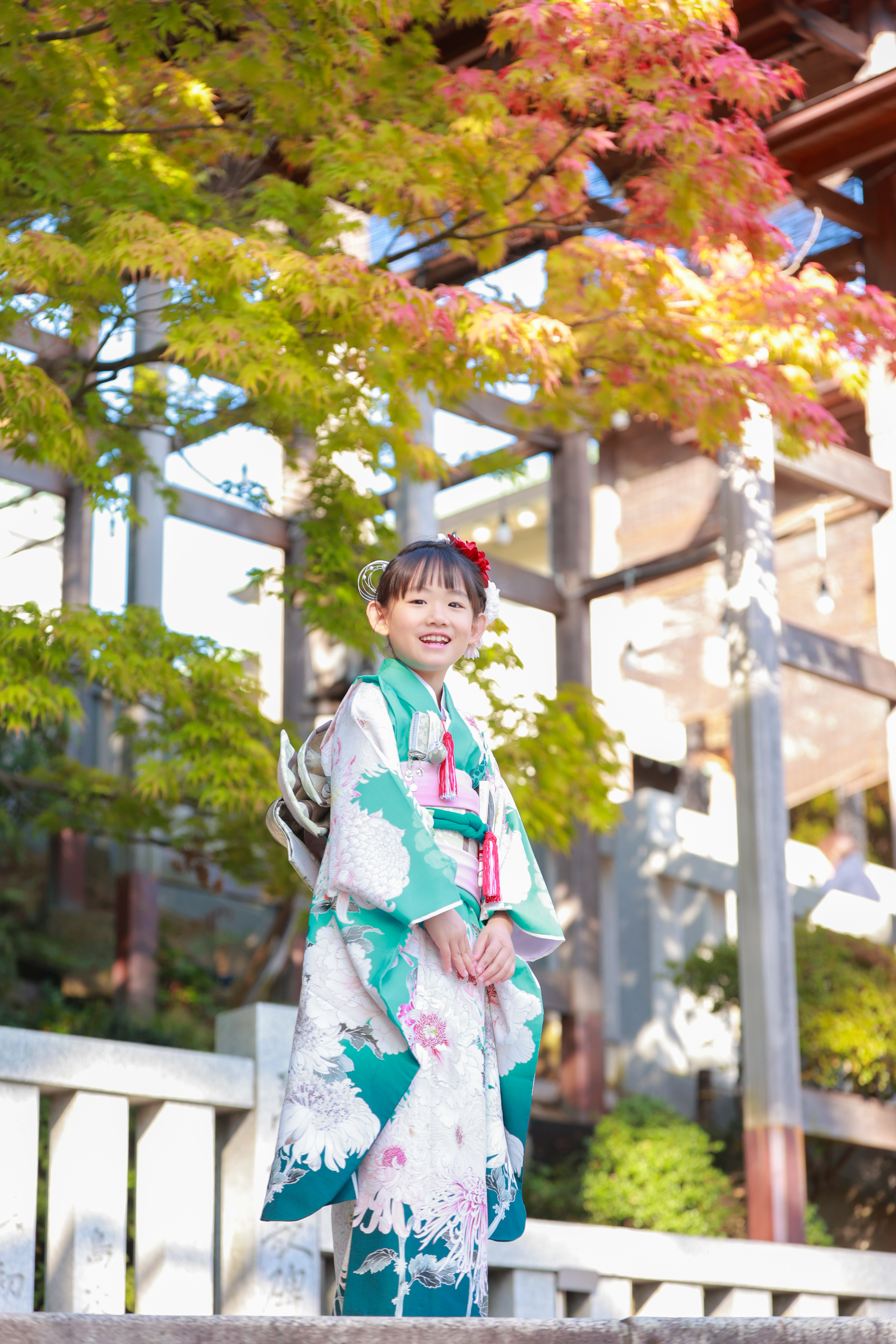 七五三 神社での笑顔のご家族出張撮影